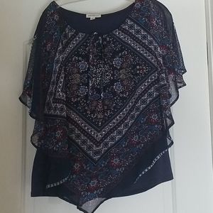 Blue and red flowy top